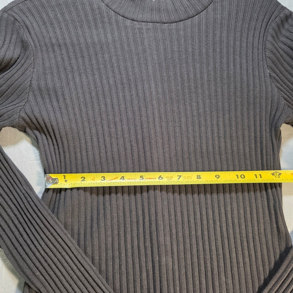 Stitch & Pine Women Black Ribbed Mock Neck Long Sleeve Midi Dress Slit SZ. M NEW - Picture 6 of 8